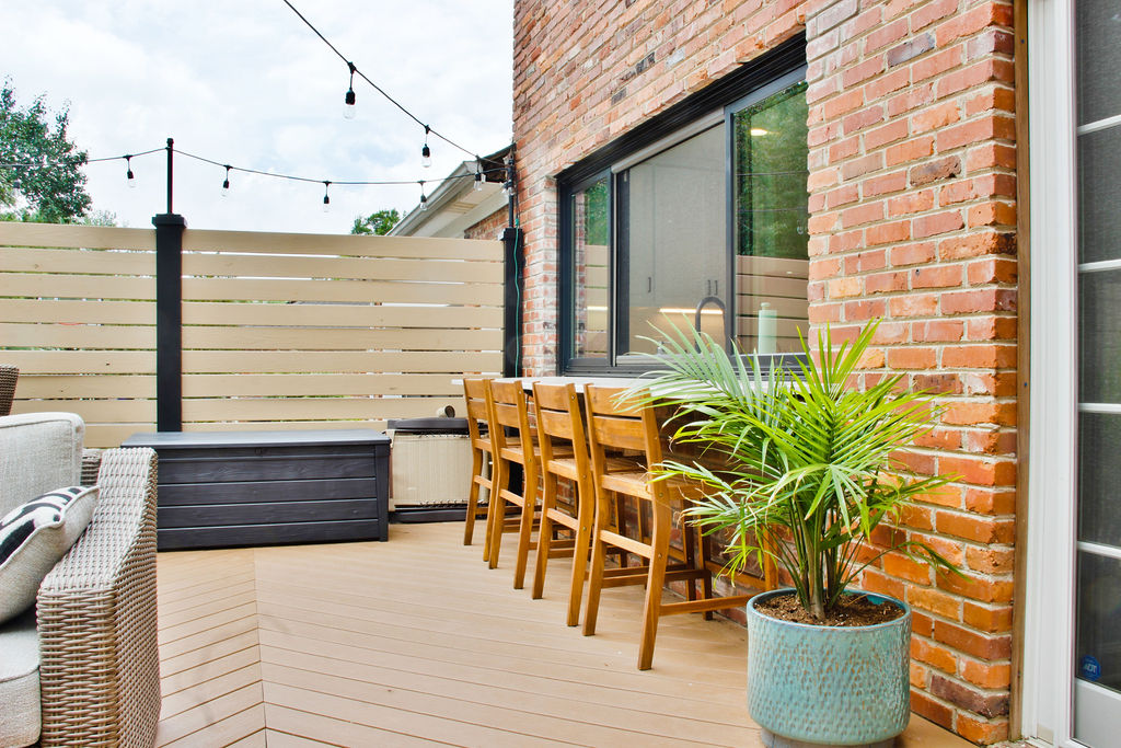 Home addition project in progress for a deck addition. This project uses wood and brick features. Contact Lotus Building Group as your outdoor contractor in Nashville, TN.